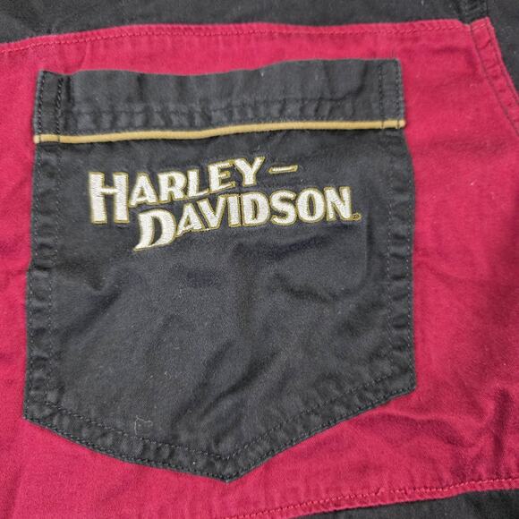 Vintage Harley-Davidson Shirt Mens Large Burgundy Short Sleeve Embroidered 90s - Picture 4 of 11